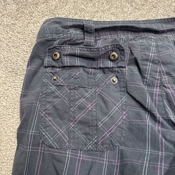 Life Is Good Cargo Capri Pants Womens 6 Blue Pink Plaid Cotton Casual Outdoor - Picture 6 of 14